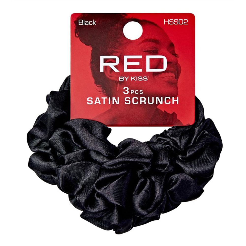 Kiss Red Jumbo Satin Scrunch Black 3Ea
